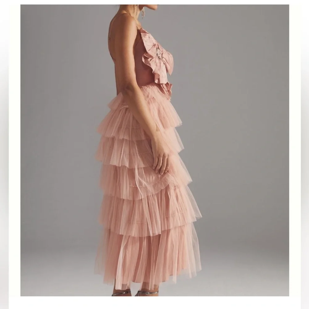 Anthropologie Kavita Bhartia Rosette Tiered Tulle Gown - Picture 5 of 8